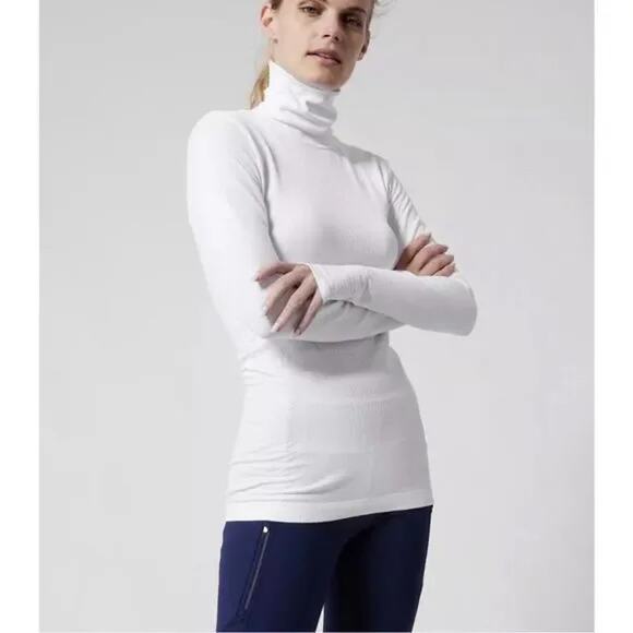 Athleta Flurry Blizzard Rib Turtleneck Womens Size Small White Top Long Sleeve - Picture 1 of 9